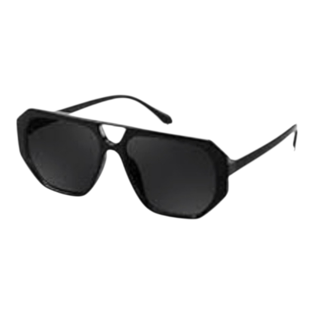 Women's Black Geometric Shield Sunglasses